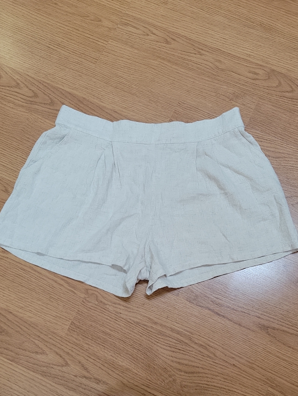 Pink Lily Cream Linen Shorts